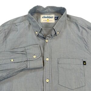Chubbies Mens Sz Large Light Blue Gingham Button Down Shirt Long Sleeve Casual